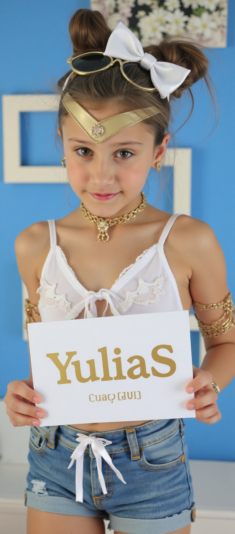 high quality award winning photo of a preteen girl YuliaSDW with flat chest and petite body,  ((beautiful face of YuliaSDW...