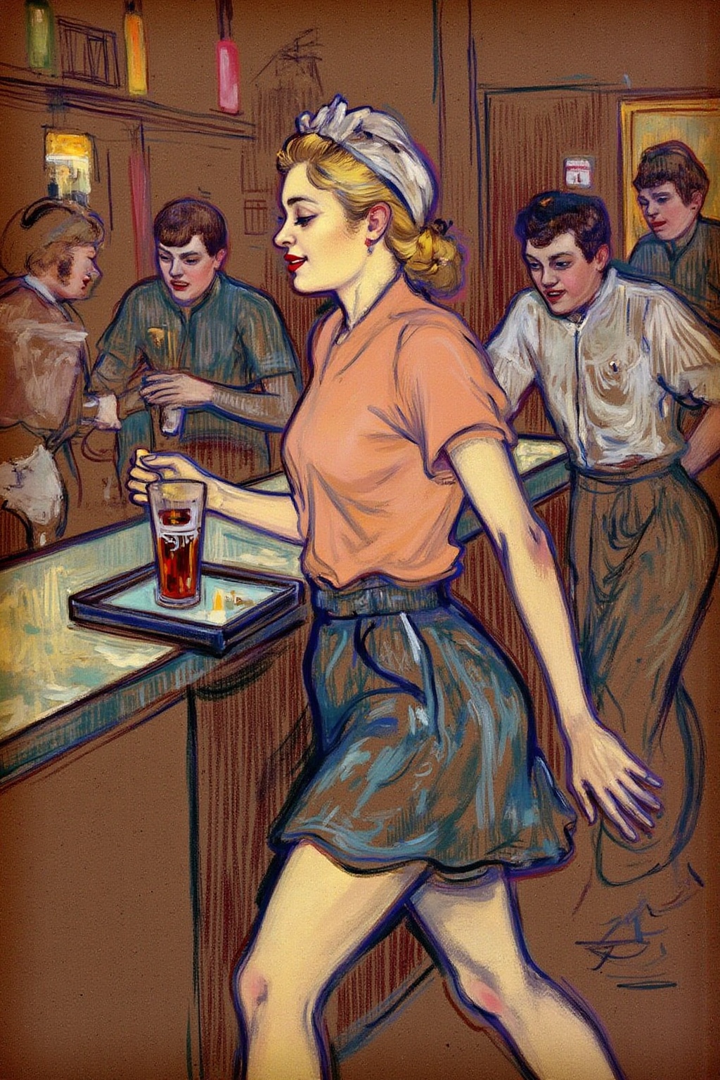 lautrec1 painting The air buzzes with the energy of a busy bar,  a mix of music,  conversation on Tensor.Art