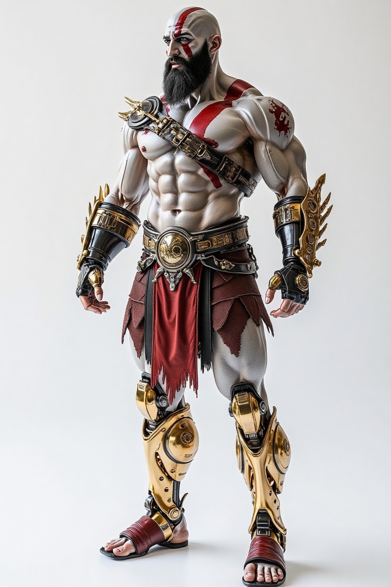 mechanical_components,  a mechanical kratos god of war,  white background on Tensor.Art