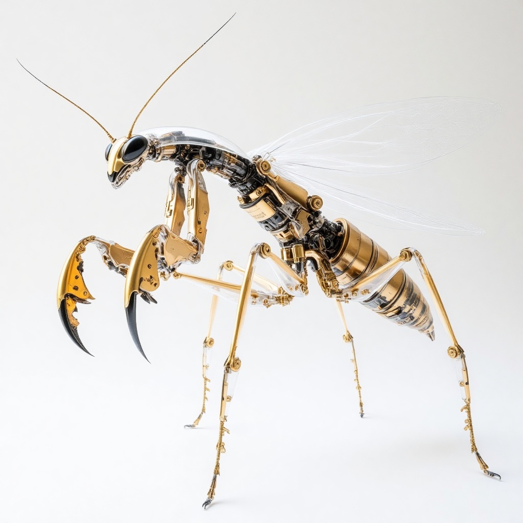 mechanical_components,  a mechanical mantis,  white background on Tensor.Art