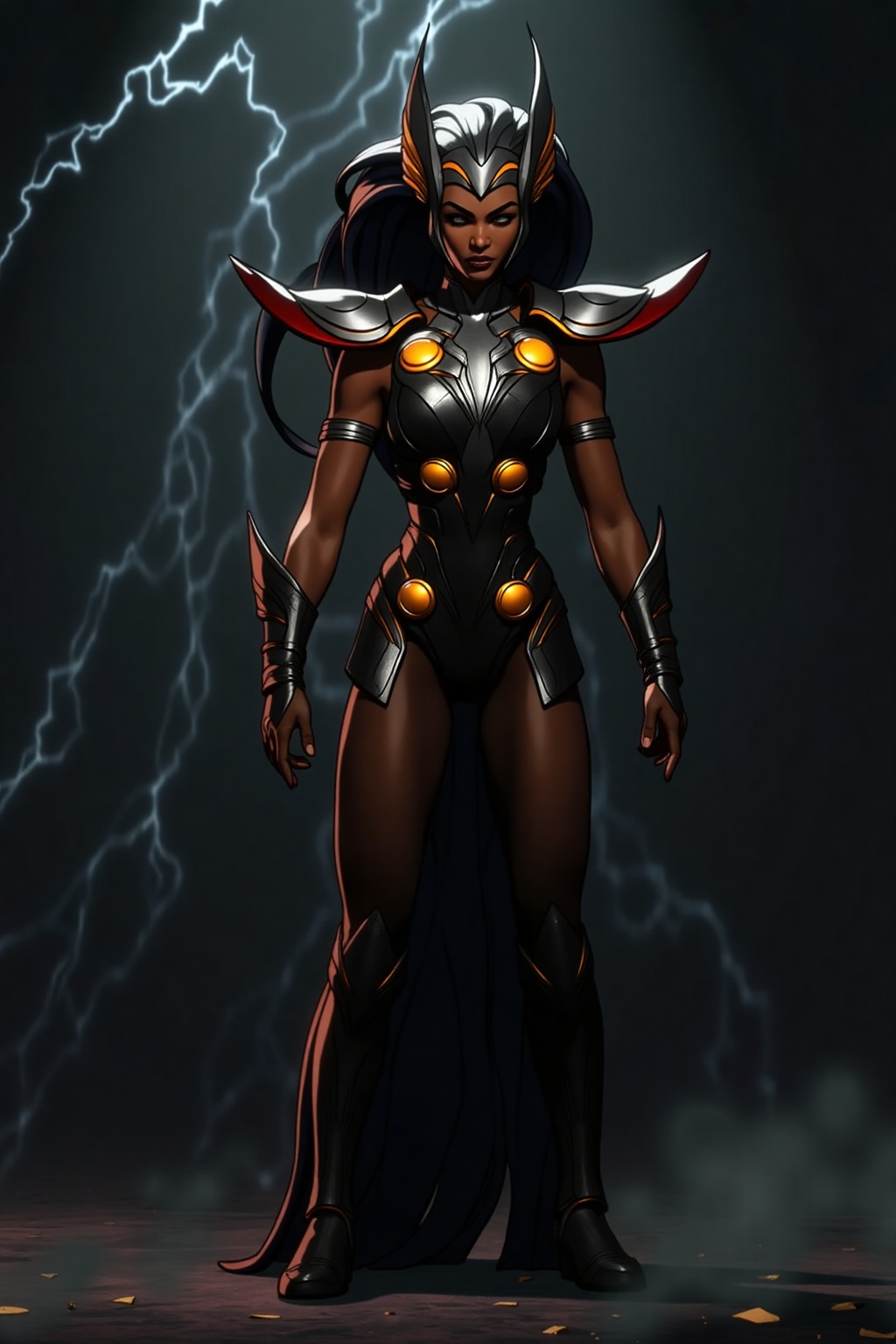 The Indian goddess of storm and lightning in a black outfit,  the indian goddess of storm and lightning in a black outfit,...