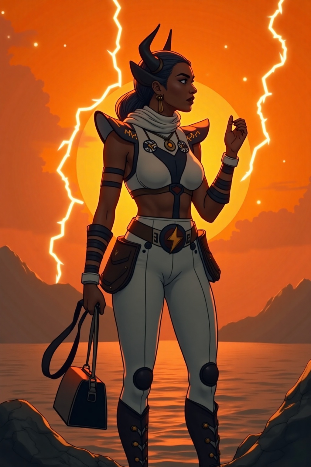 The Indian goddess of storm and lightning in a black outfit,  the indian goddess of storm and lightning in a black outfit,...