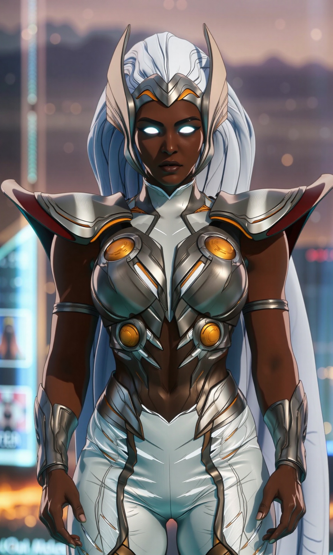 A stunningly beautiful female Transformer,  blend navel,  metel skin on Tensor.Art