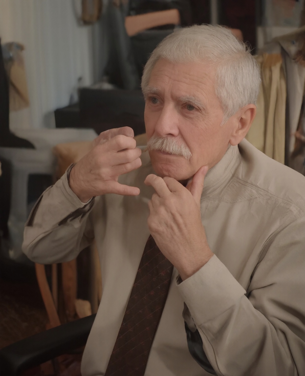 +_+,  (An 80-year-old man with nasolabial folds on his face: 1.3),  white mustache on Tensor.Art