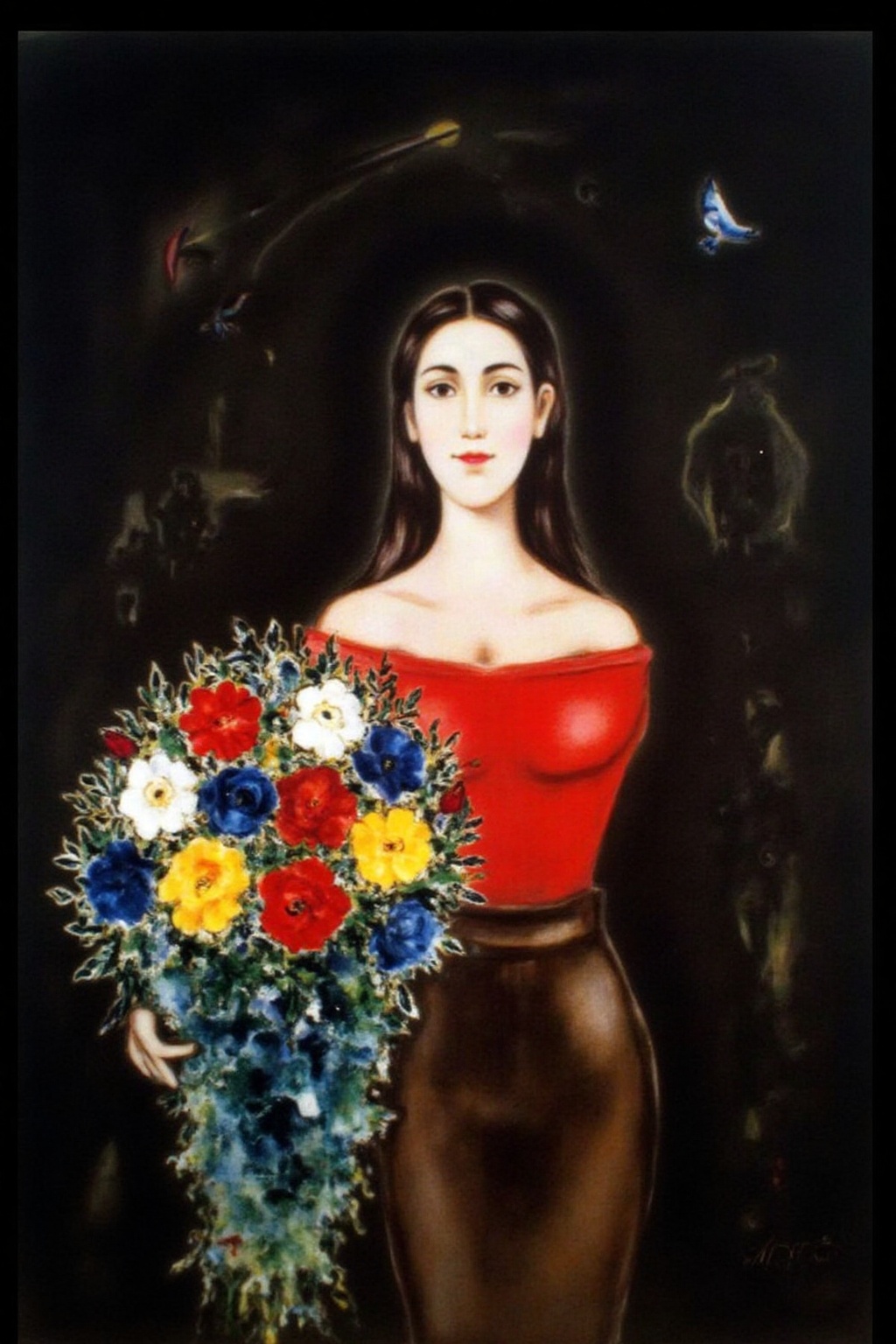 marcha9 painting This image is a painting in the Surrealist style,  characterized by its dreamlike and symbolic elements....