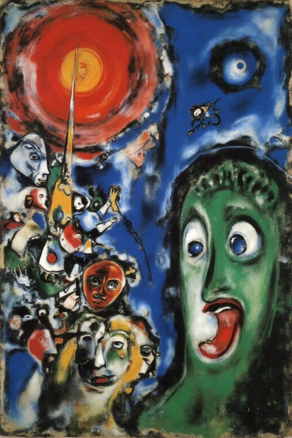 marcha9 painting This image is a vibrant,  abstract painting by Marc Chagall,  titled "The Fiddler on Tensor.Art