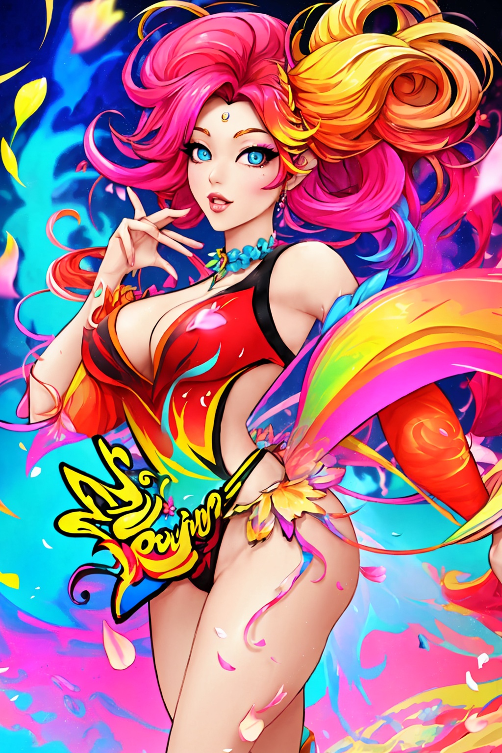 For an image thumbnail featuring the phrase "Colorburst Anime" in a stunning woman anime style,  imagine a design that com...