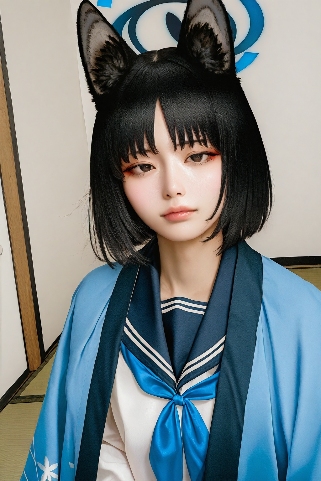 1girl,  kikyou \(blue archive\). haori,  serafuku on Tensor.Art