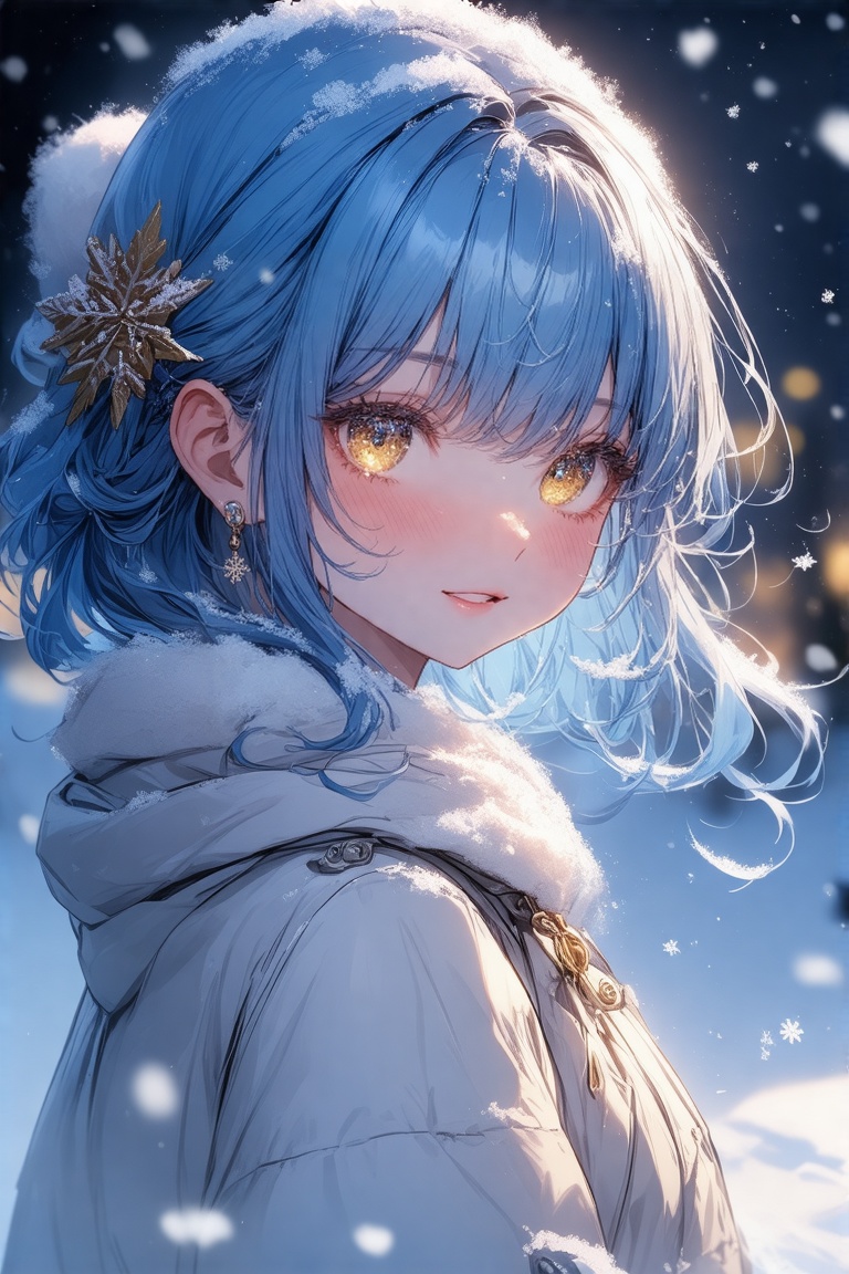 Digital artwork by ry012. In a soft-focus,  dreamy scene,  the camera pans across a whimsical winter wonderland on Tensor.Art