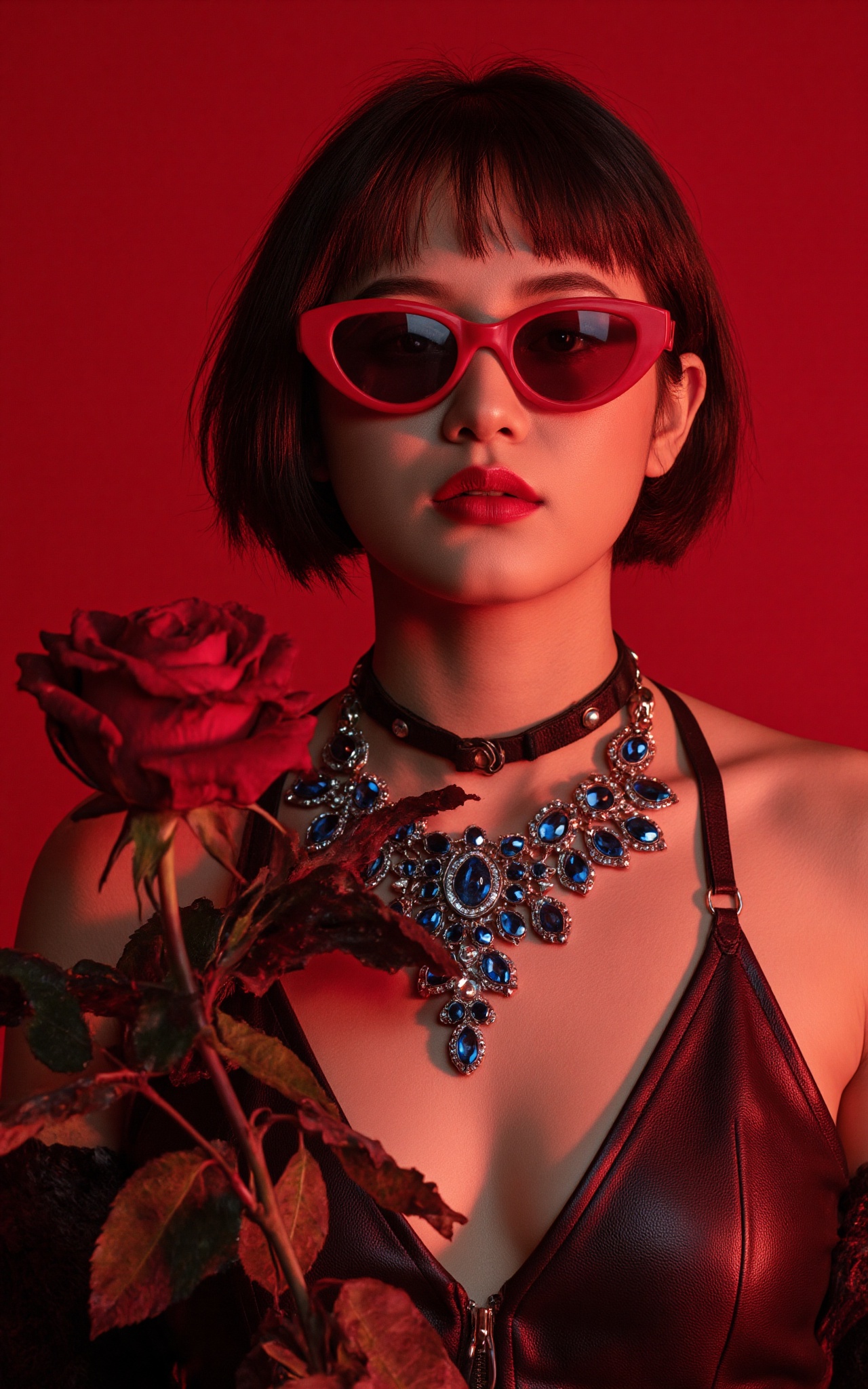 Close-up portrait of a light-skinned young woman,  20-25 years old,  with short on Tensor.Art