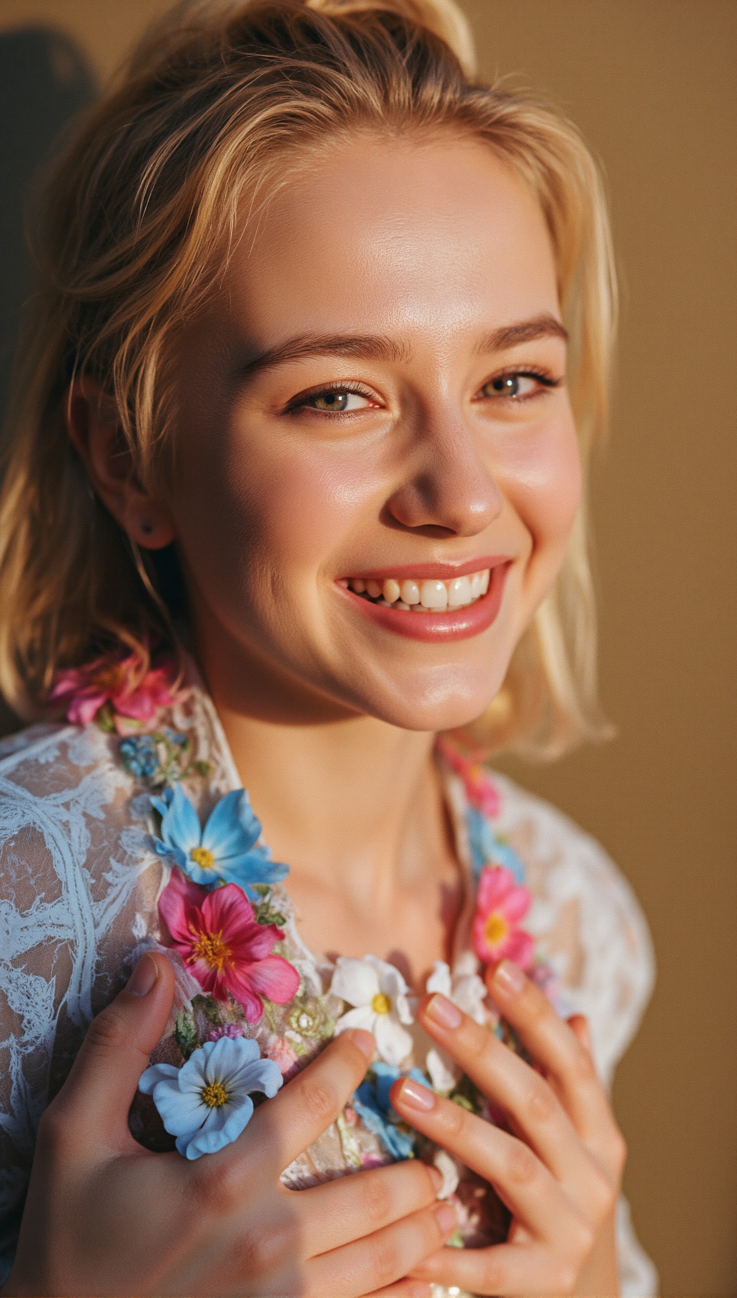 A stunning 8K masterpiece! A beautiful young woman with flawless,  high-definition skin shines brightly under natural ligh...