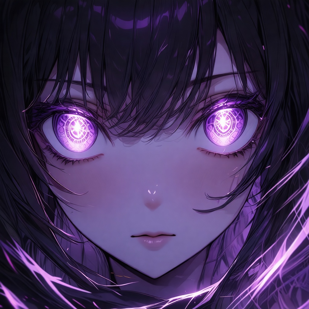ry012's artwork features a mesmerizing depiction of one girl with piercing purple eyes that radiate an otherworldly glow....