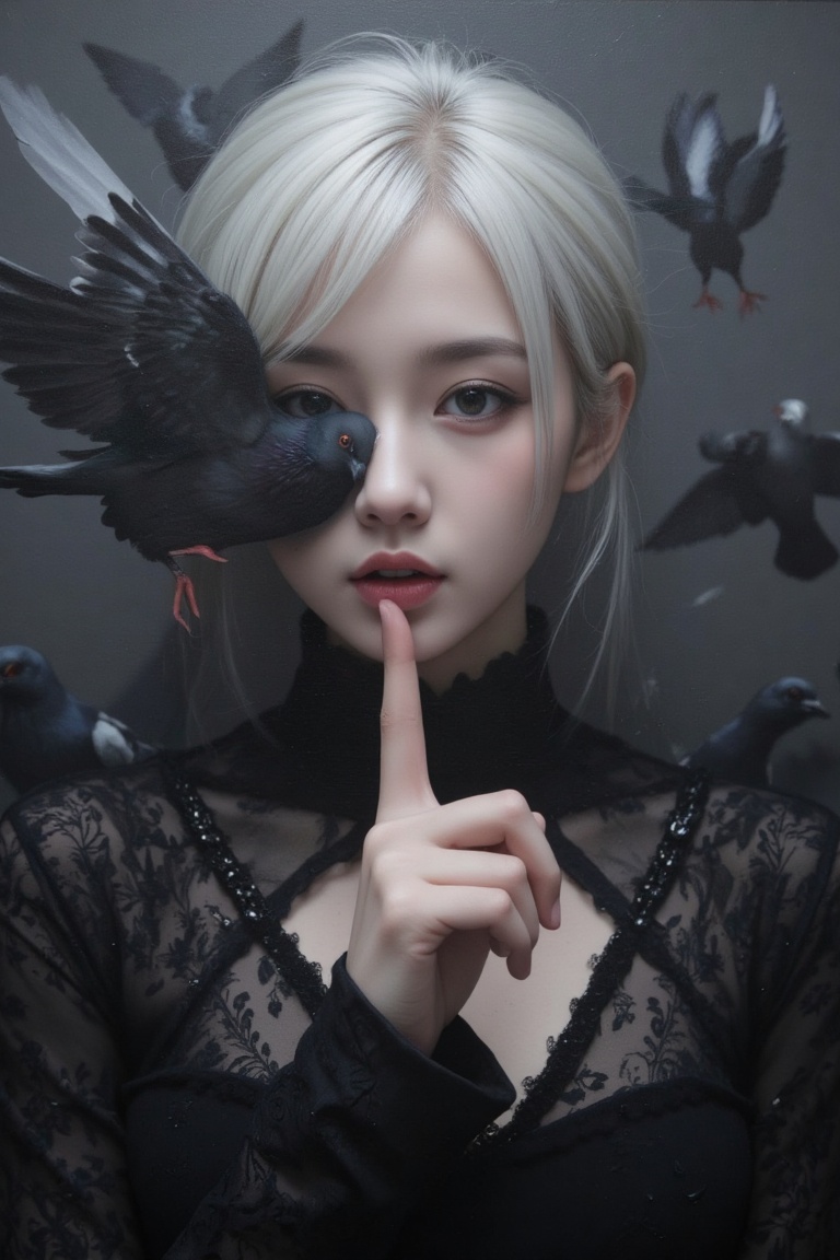 An Acrylic style painting that is expressive,  gives it a dynamic and emotional quality. Anime art of a stylized portrait...
