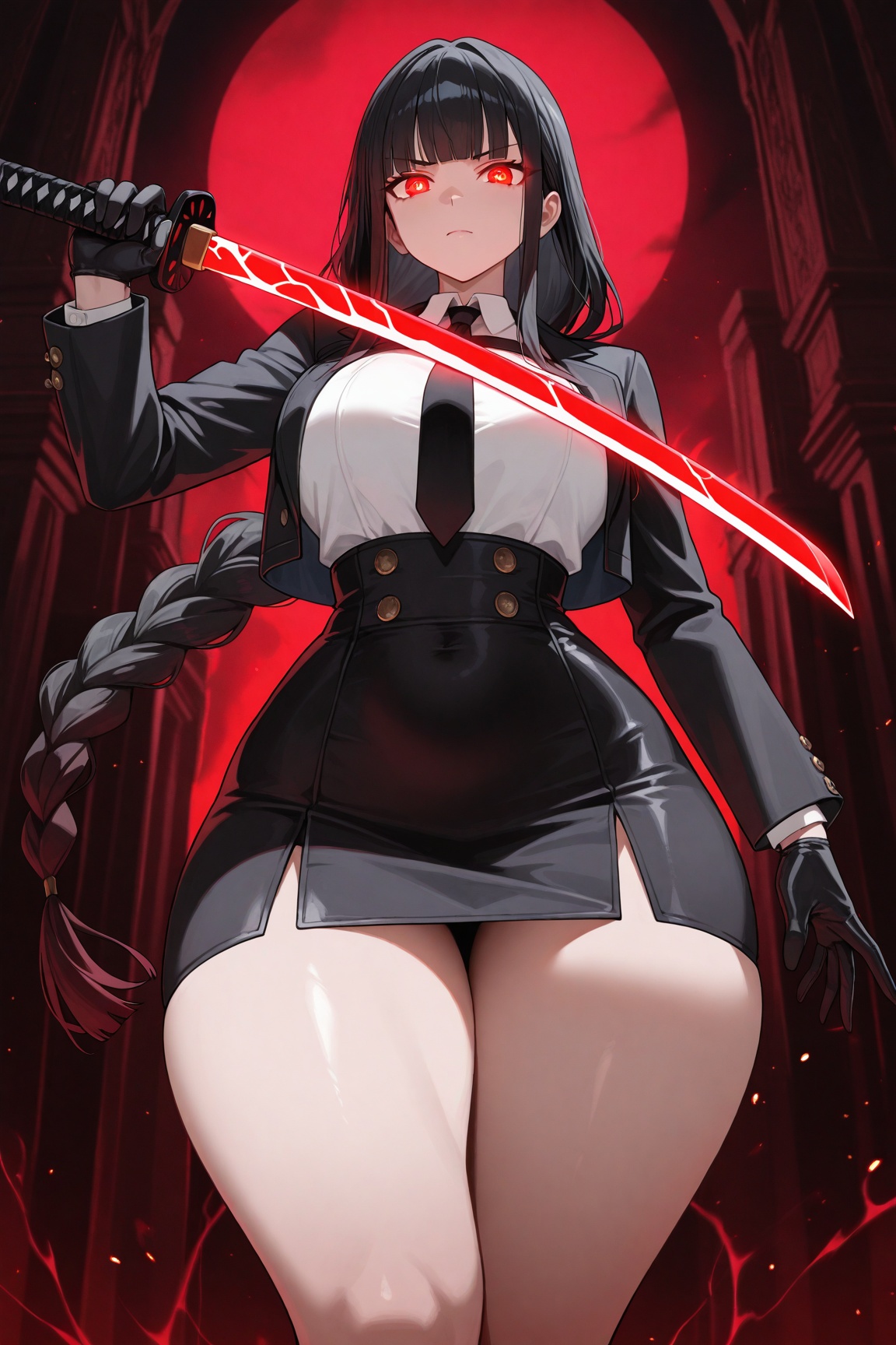 1girl,  foreshortening,  black gloves on Tensor.Art