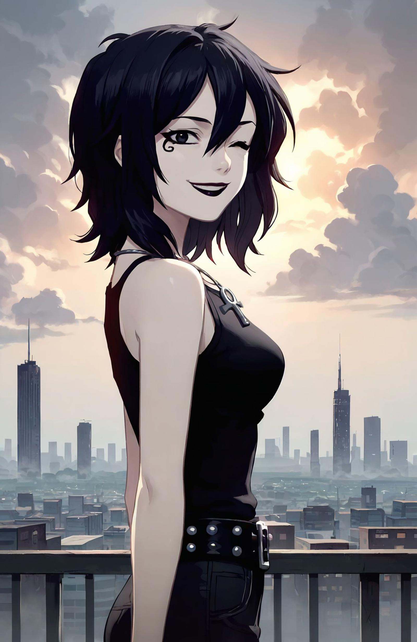 D_endless,  anime screencap,  from side on Tensor.Art