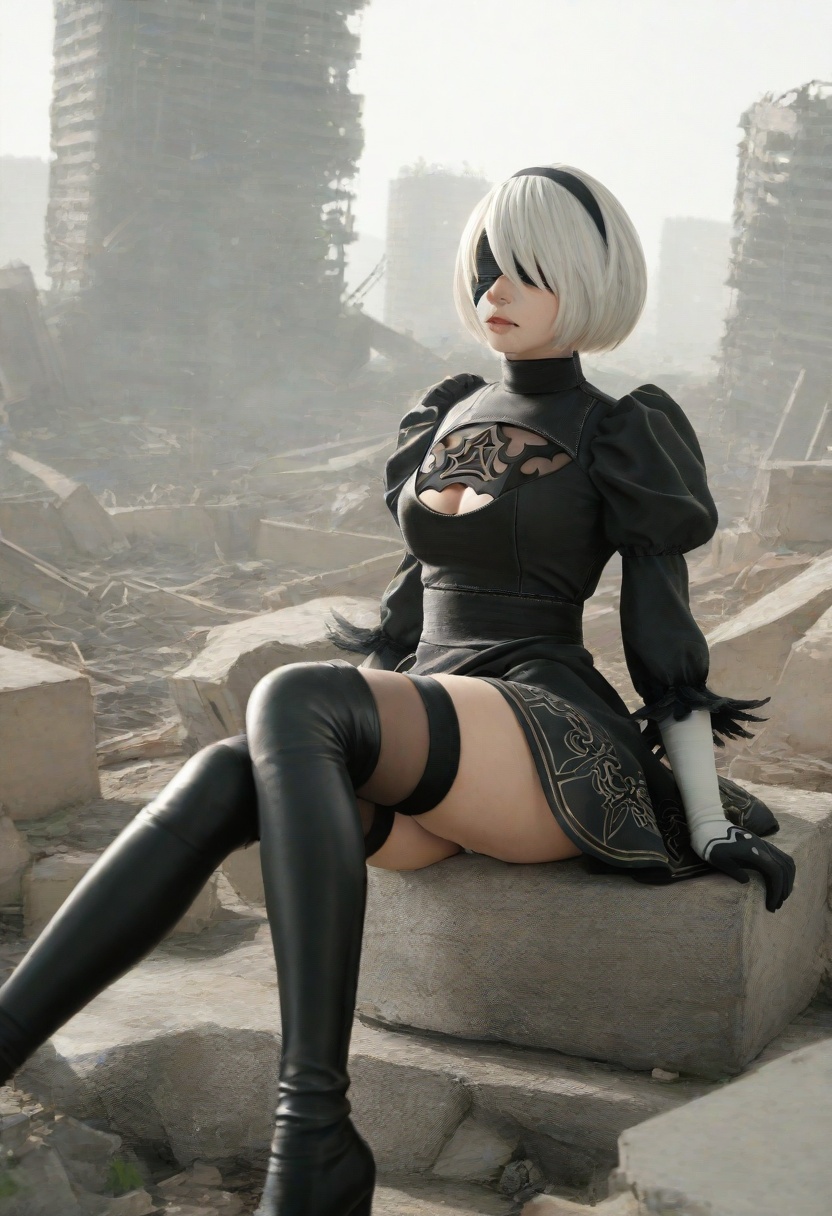 1girl,  sitting,  2B on Tensor.Art
