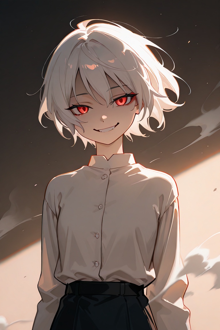 1girl,  red eyes,  white short hair on Tensor.Art