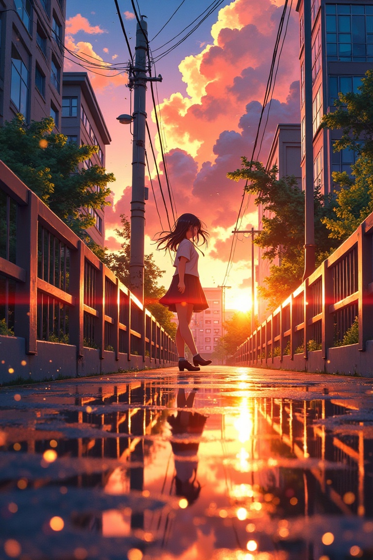 (masterpiece),  (ultra-detailed),  Makoto Shinkai — a breathtaking cinematic anime scene in the style of Makoto Shinkai on...