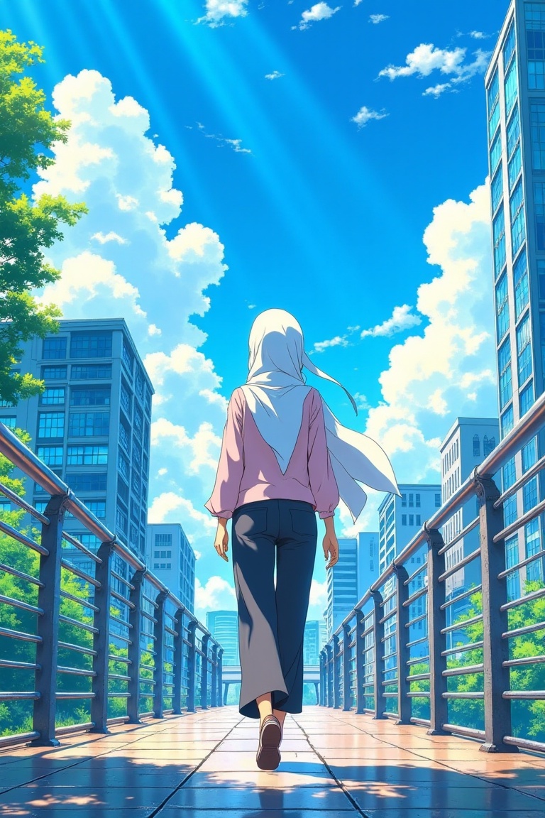 (masterpiece),  (ultra-detailed),  cinematic anime scene in the bright midday style of Makoto Shinkai’s *Your Name* on Ten...