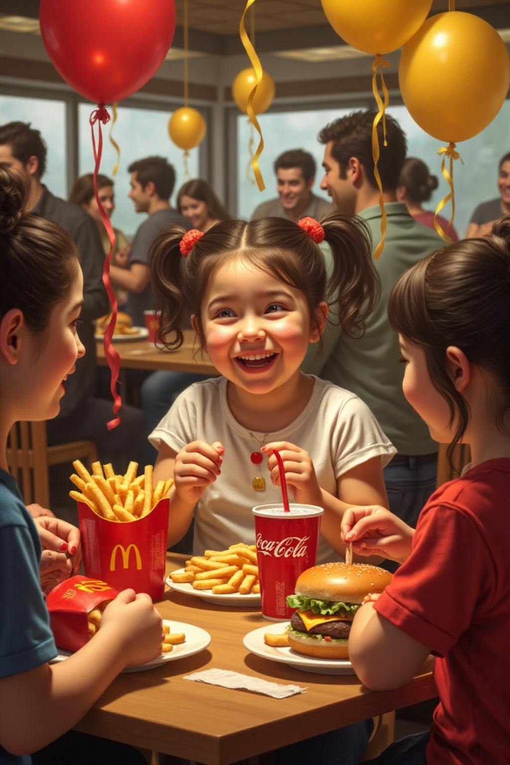 jldavid1 painting A four-year-old girl with twin pigtails is celebrating her birthday at McDonald's,  a place that feels l...