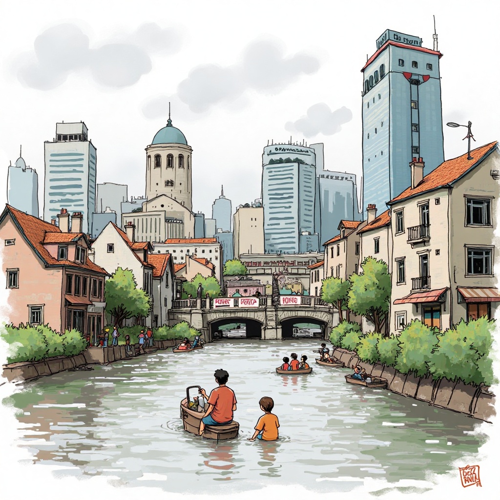 Drawing cartoon of jakarta city. on Tensor.Art