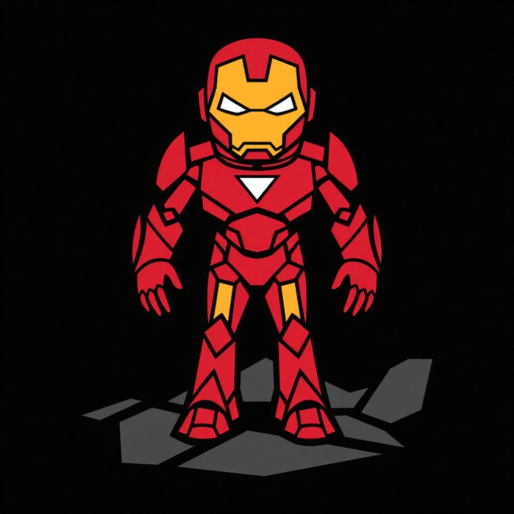 fl4t_style,  cartoon drawing of ironman ,  black background on Tensor.Art