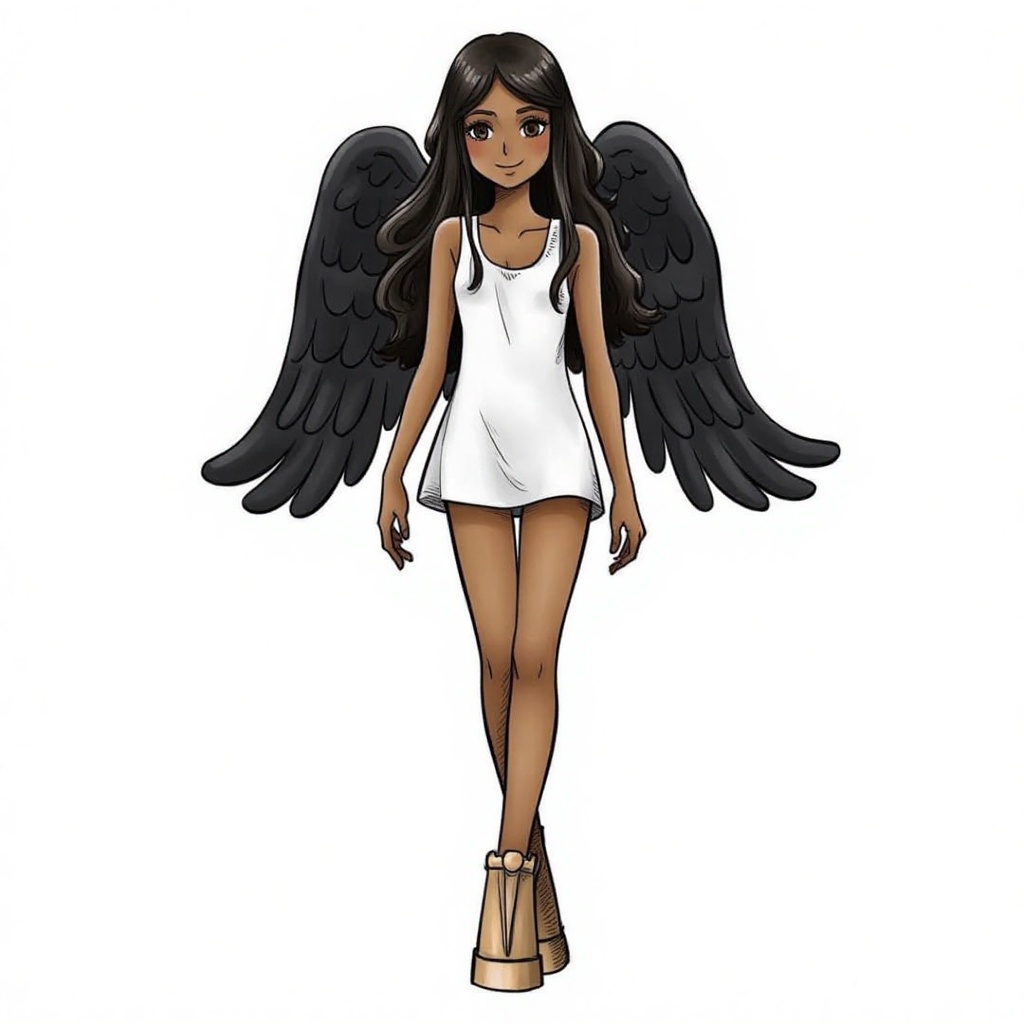 Seraphim_style,  drawing cartoon of a woman,  dark skin on Tensor.Art