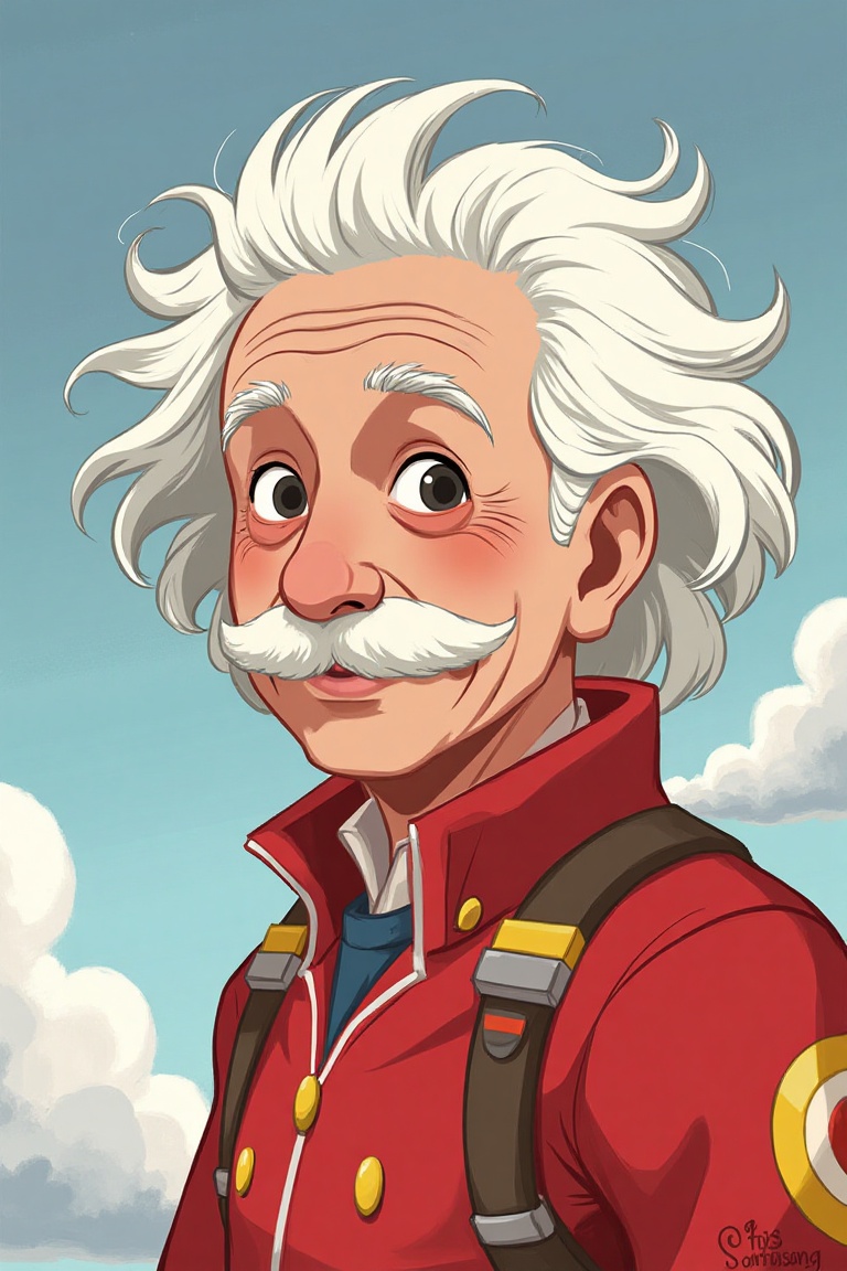 Hongsoonsang_style,  drawing cartoon of albert einstein on Tensor.Art