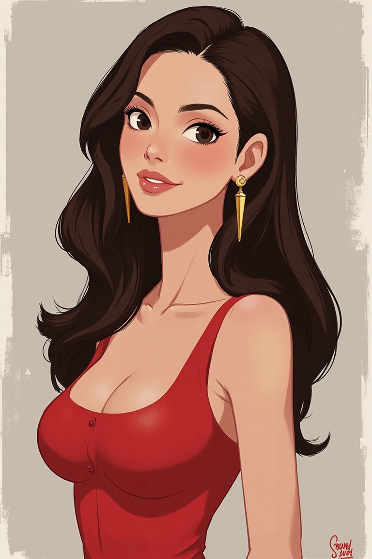 Hongsoonsang_style,  drawing cartoon of angelina jolie on Tensor.Art