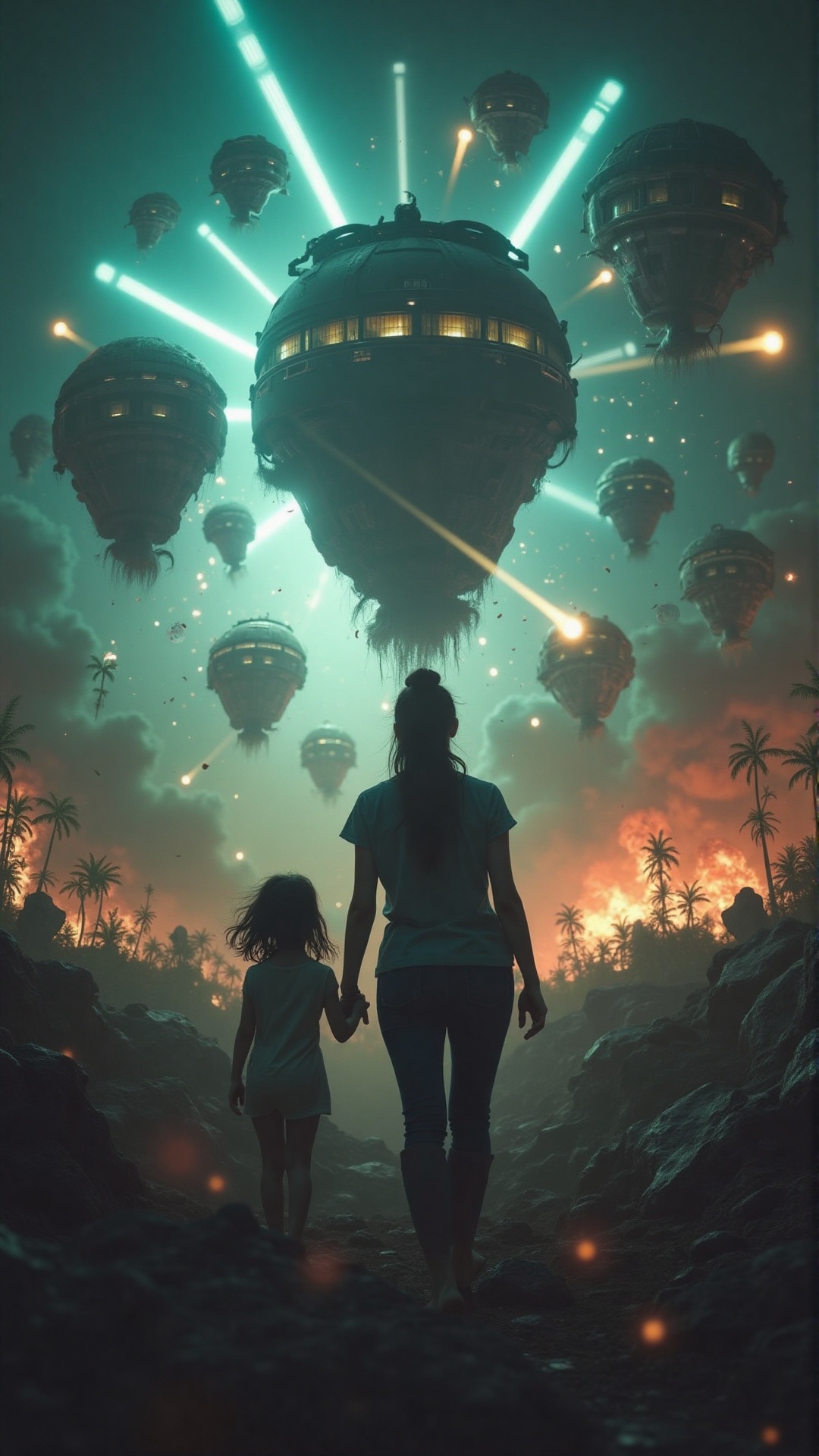Score_9,  end of the world This is a scene where the human world is attacked by aliens and is about to be destroyed. Huge...