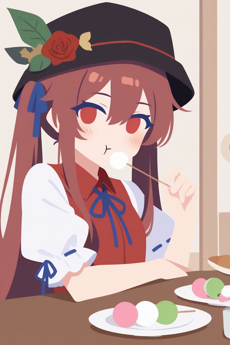 1girl,  food in mouth,  plate on Tensor.Art