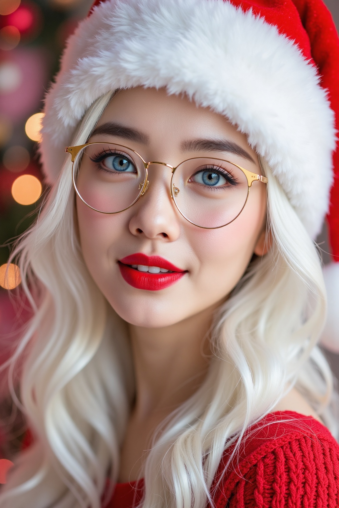 asian,  A portrait photo of a beautiful woman with white hair,  natural blue eyes on Tensor.Art