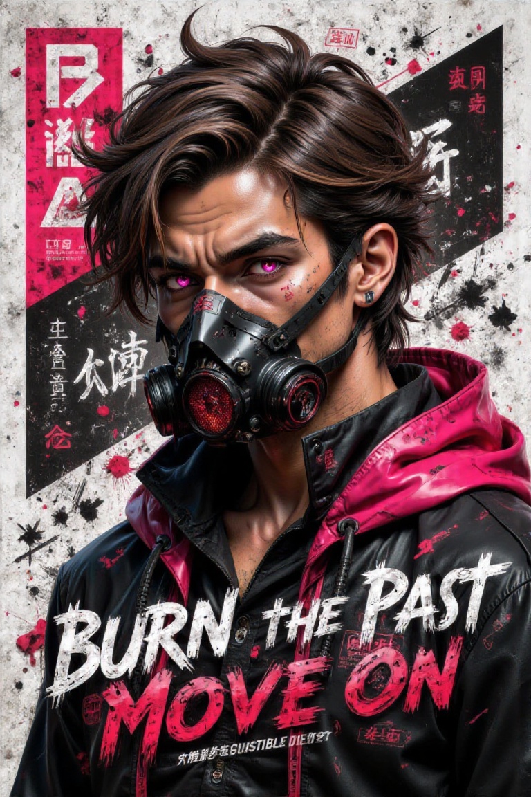 A bold,  striking illustration captures a cyberpunk-inspired figure with an intense and enigmatic aura. The central charac...