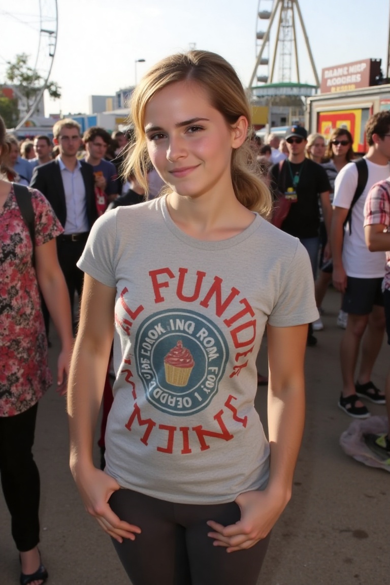 Emma Watson,  ponytail,  t-shirt on Tensor.Art