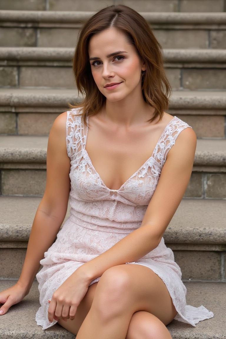 Emma Watson,  medium hair,  brown hair on Tensor.Art