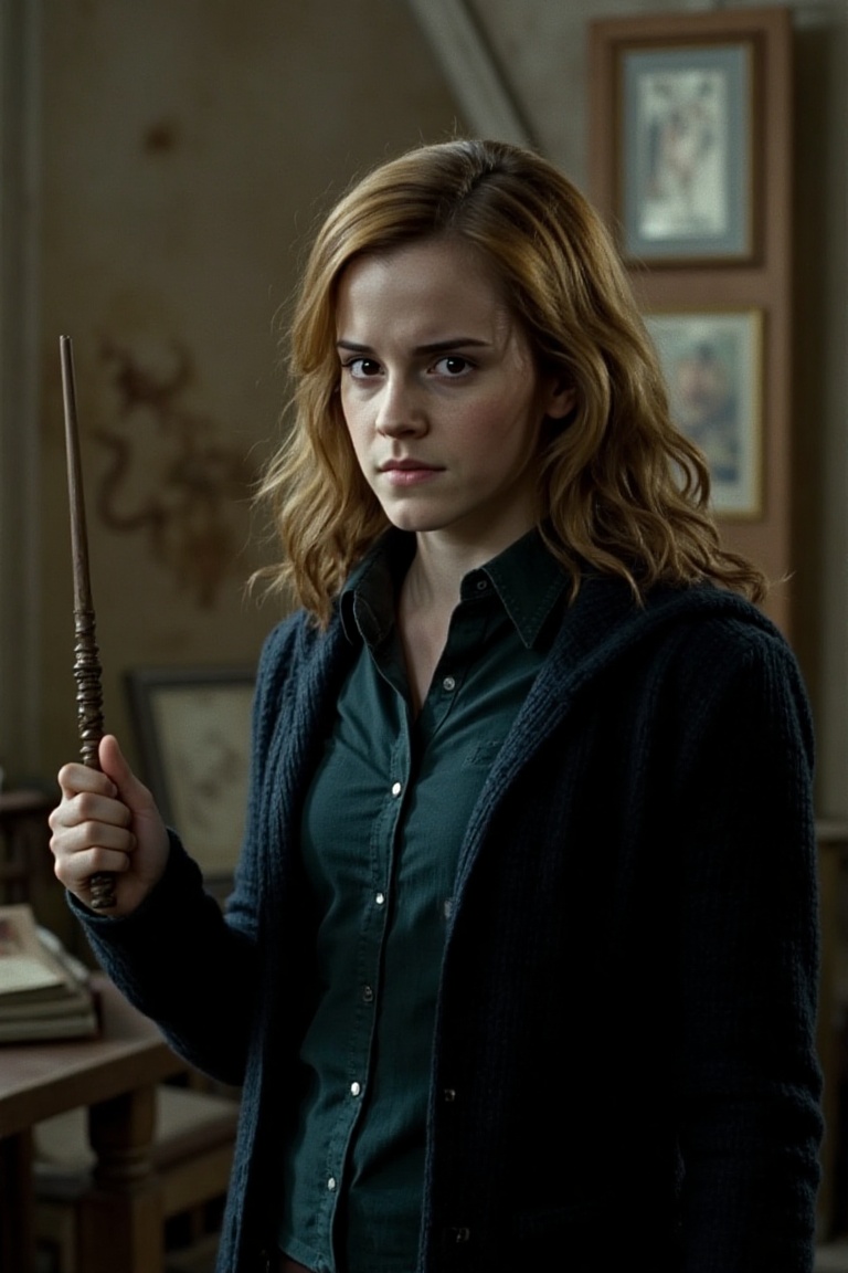 movie still,  Hermione,  holding wand on Tensor.Art