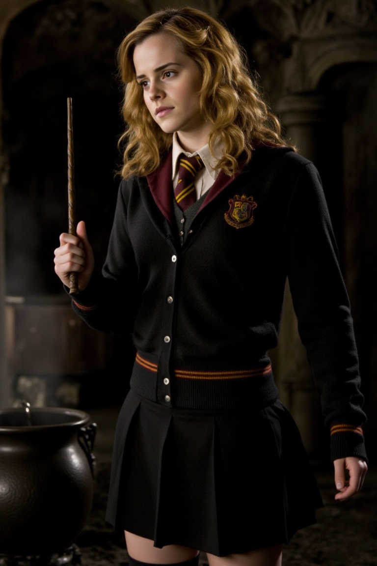 Hermione,  messy hair,  hogwarts school uniform on Tensor.Art