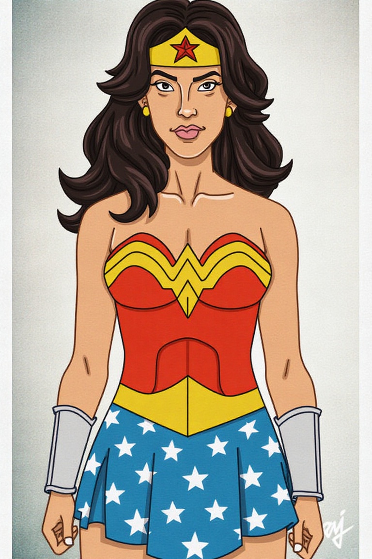 Drawing image,  upperbody of wonder woman,  T0k style on Tensor.Art