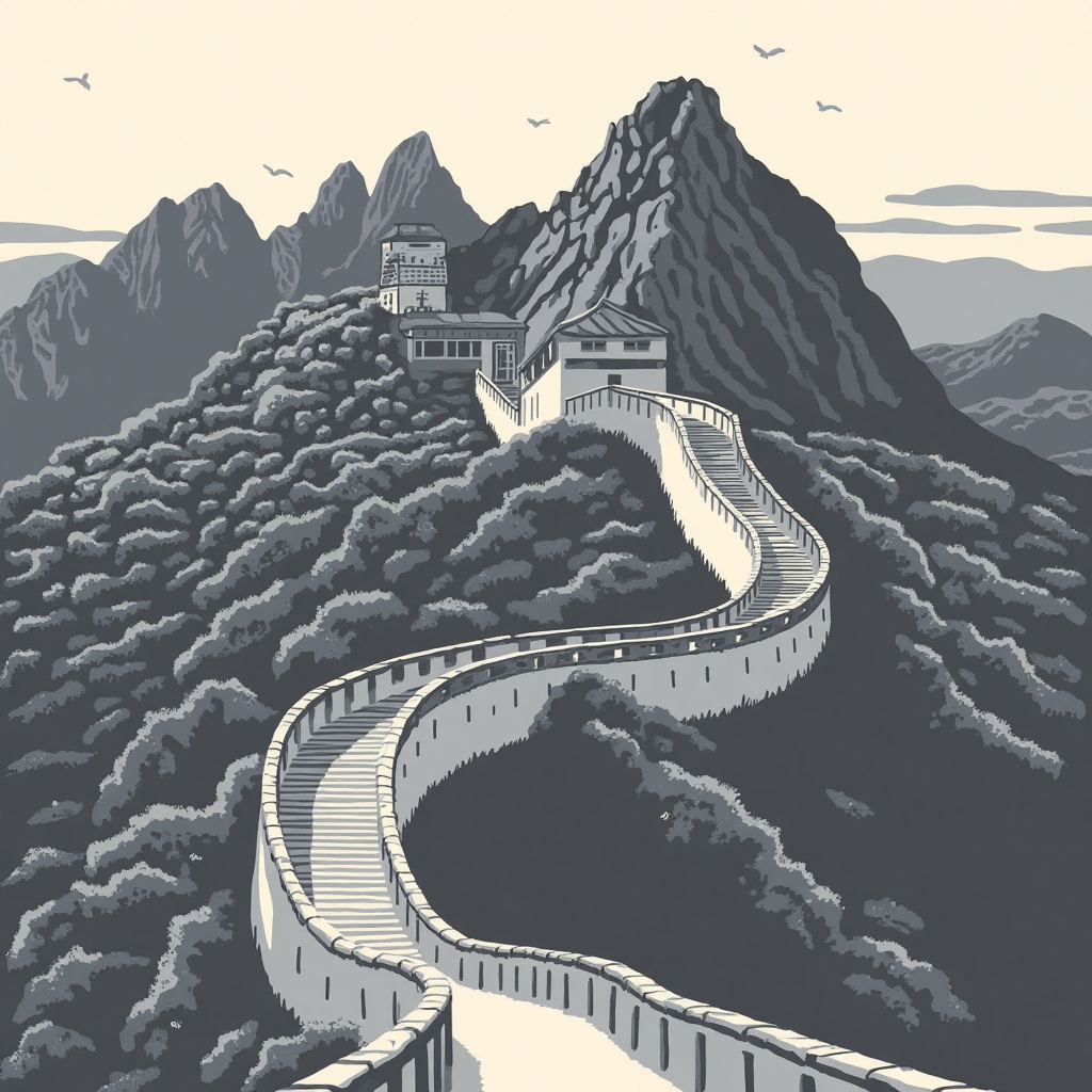 Drawing image of the great wall . T0k style on Tensor.Art
