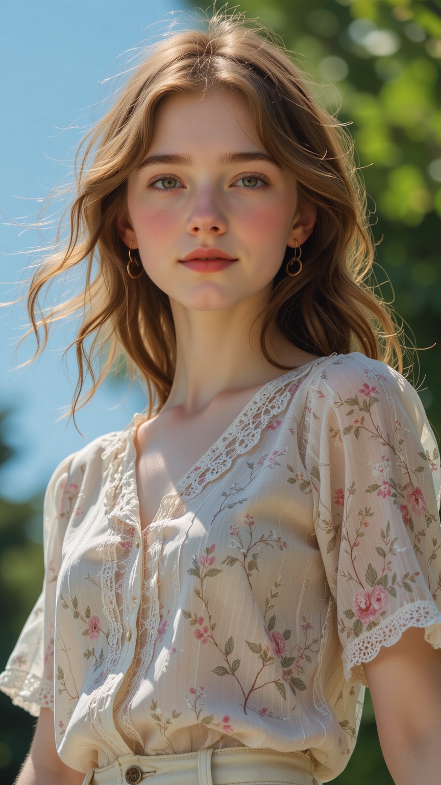 A captivating young woman,  who is a harmonious blend of elegant features and youthful charm,  Photography of a beautiful...
