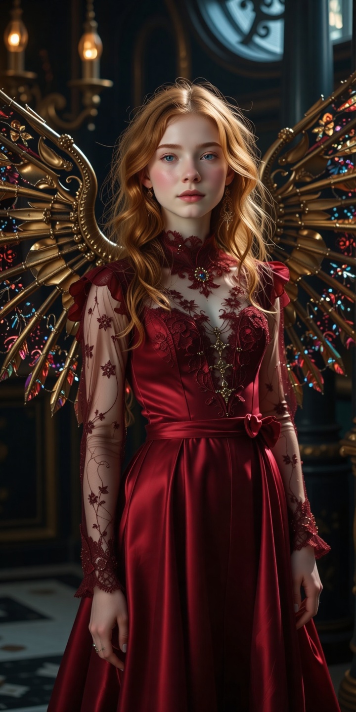 Portrait of a beautiful young woman,  long wavy strawberry blonde hair,  pale white skin on Tensor.Art