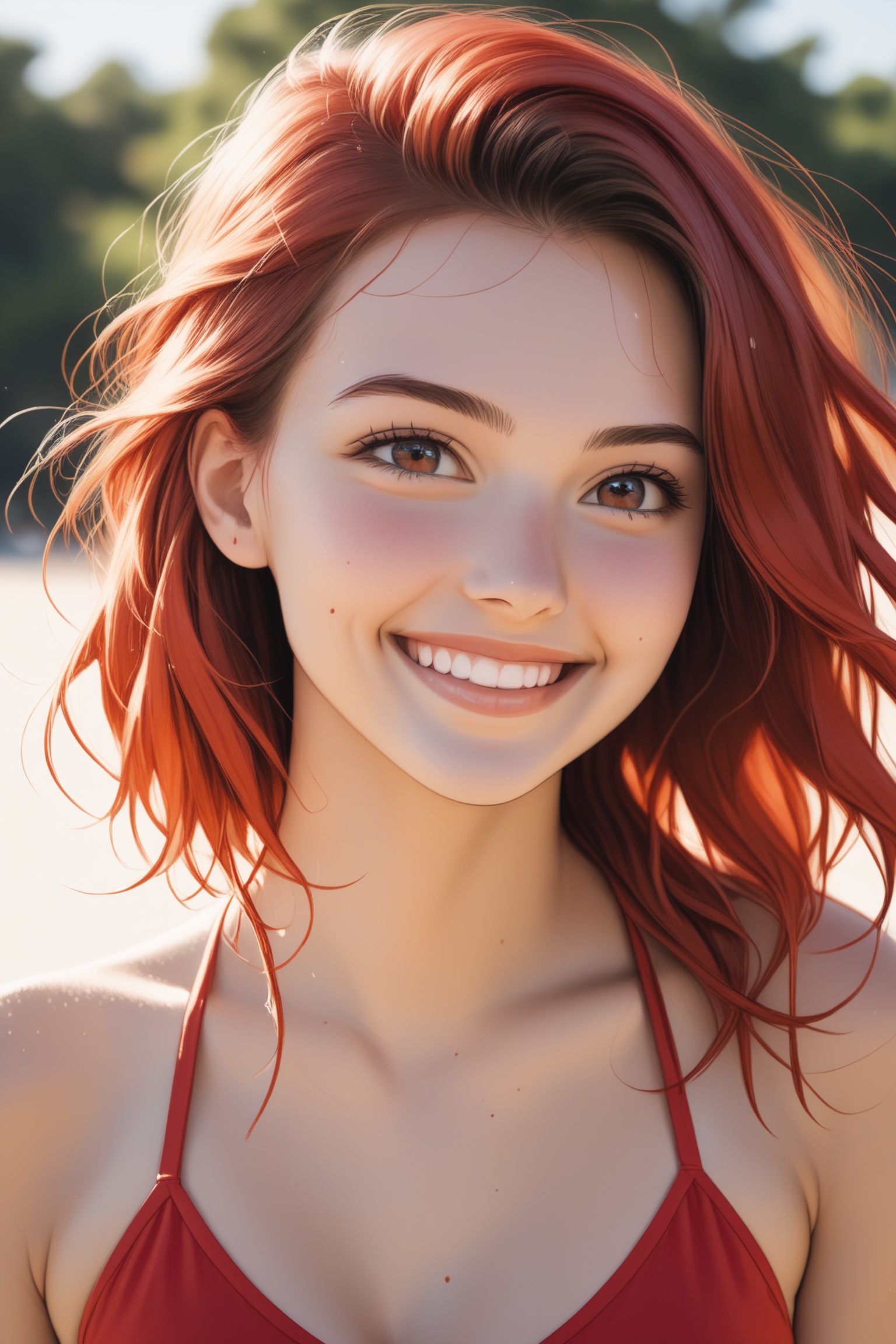 sweet young woman's portrait,  smiling,  good mood on Tensor.Art