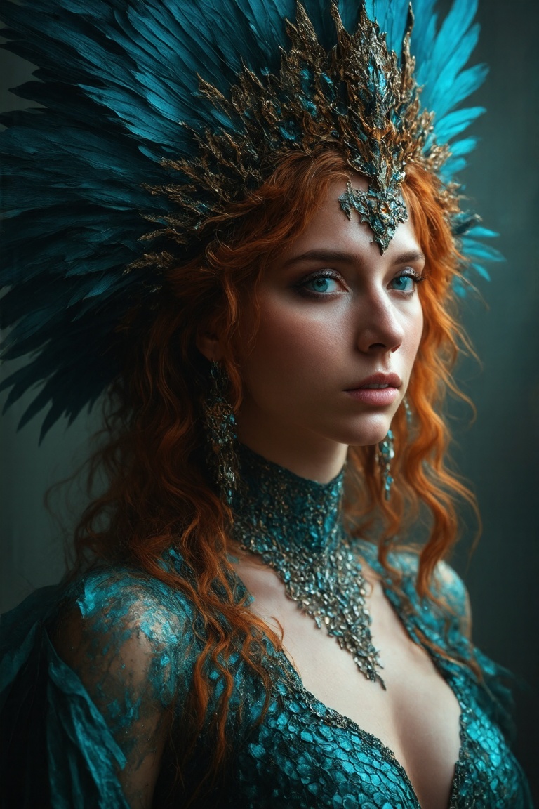 A captivating portrait of a woman,  embodying a majestic,  ethereal sea queen. Intricate on Tensor.Art