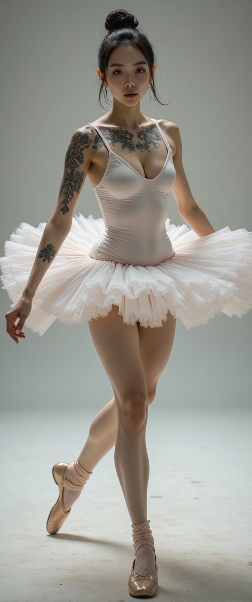 The photograph captures a mesmerizing ballet dancer,  her presence radiating both strength and elegance in perfect harmony...