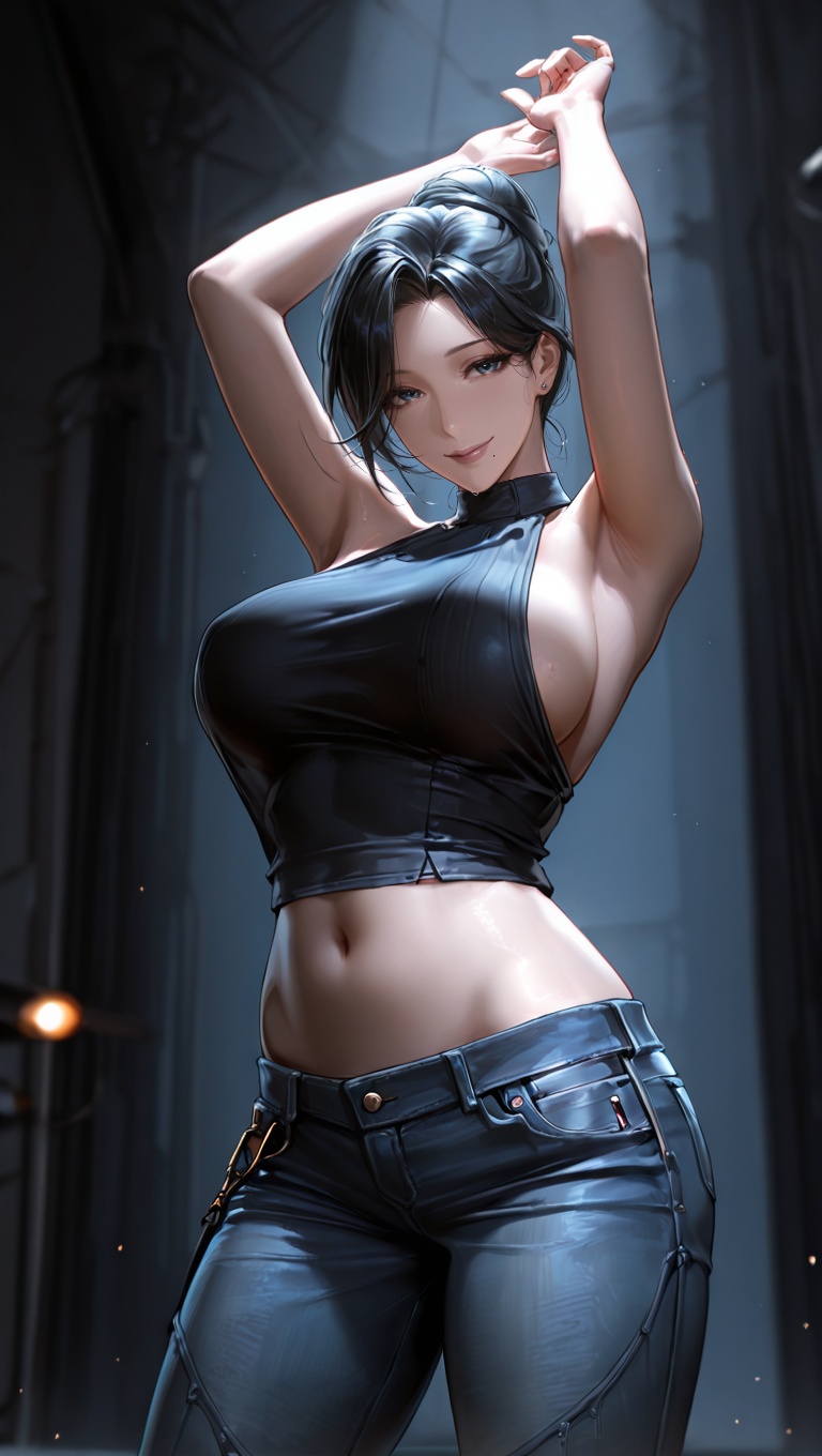 1girl solo,  mature female,  hair_bun on Tensor.Art