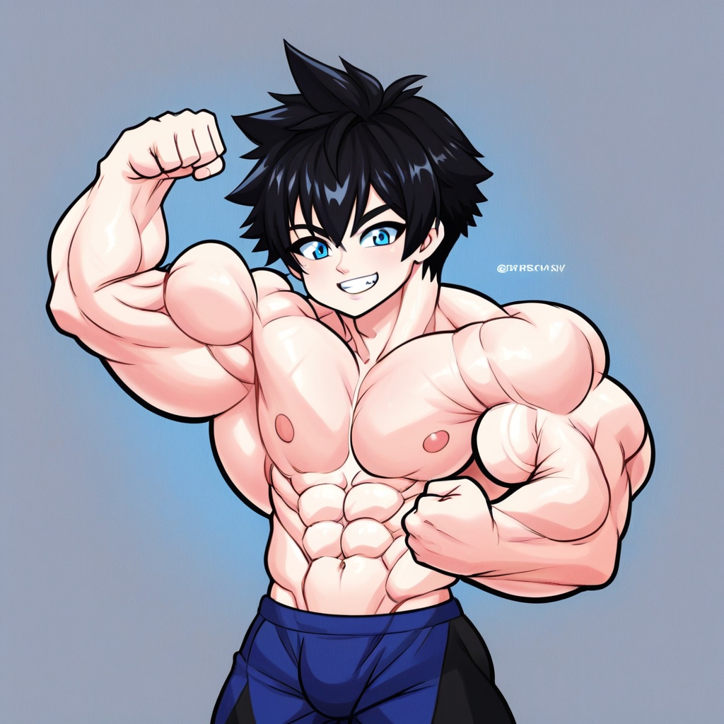 1boy,  solo,  flexing on Tensor.Art