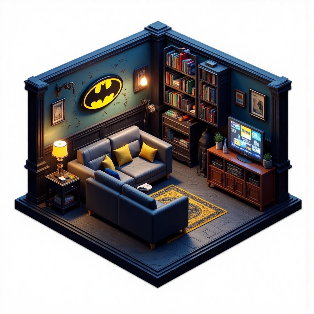 batman room,  isometric design on Tensor.Art