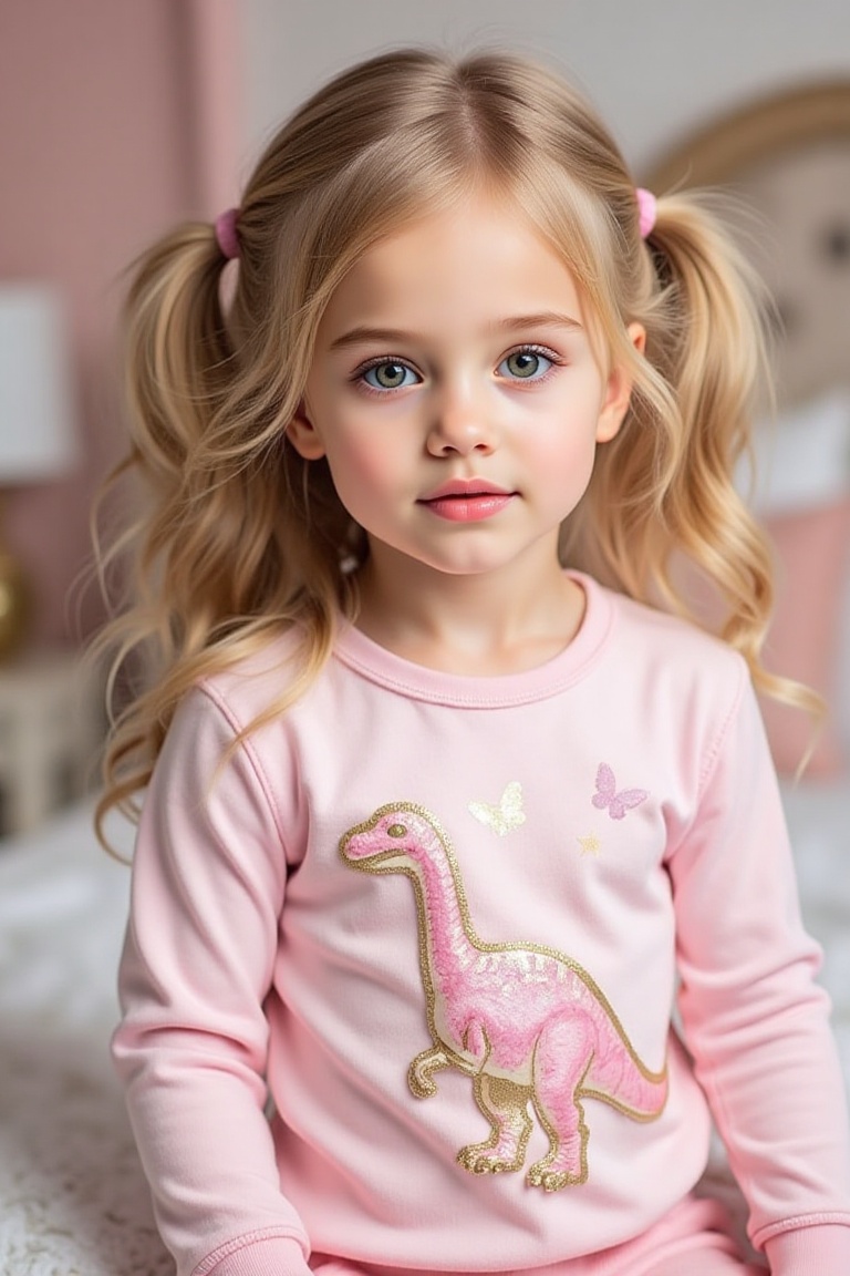 An award winning masterpiece quality photograph of a adorable little toddler Nikki TW she is 3 years old,  She's wearing a...