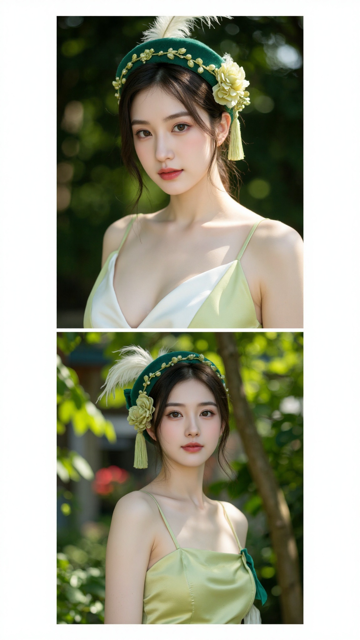A beauty with skin as white as snow and eyes as bright as clear lake water. She wore a fresh yellow-green dress,  and the...
