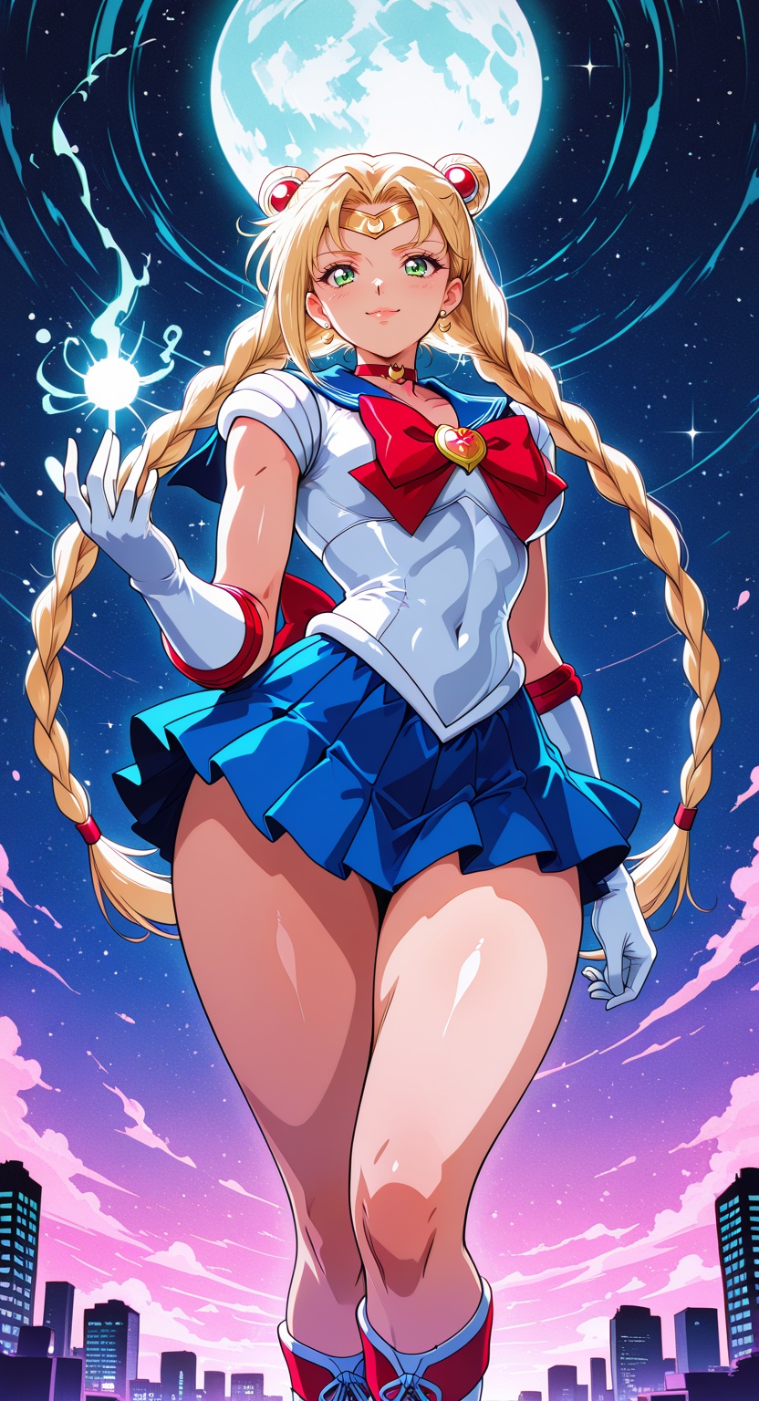 elegant vibrant anime aesthetic with heroic yet sensual undertones BREAK Cammy White \(Street Fighter\),  Sailor Moon \(co...